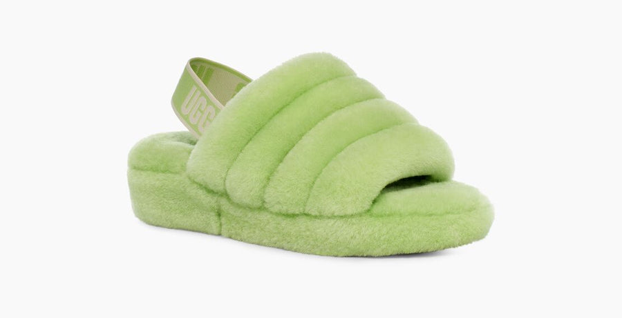 UGG Womens Fluff Yeah Slide Parakeet Green The Foot Factory