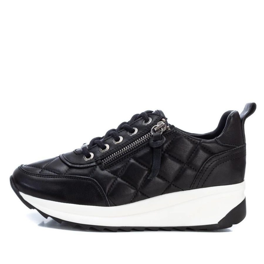 Carmela Womens Leather Fashion Trainers - Black – The Foot Factory