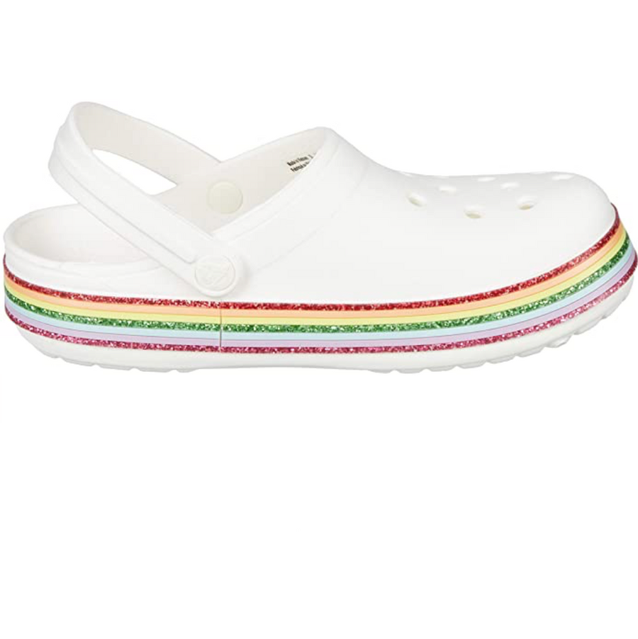 Crocband rainbow glitter online clog